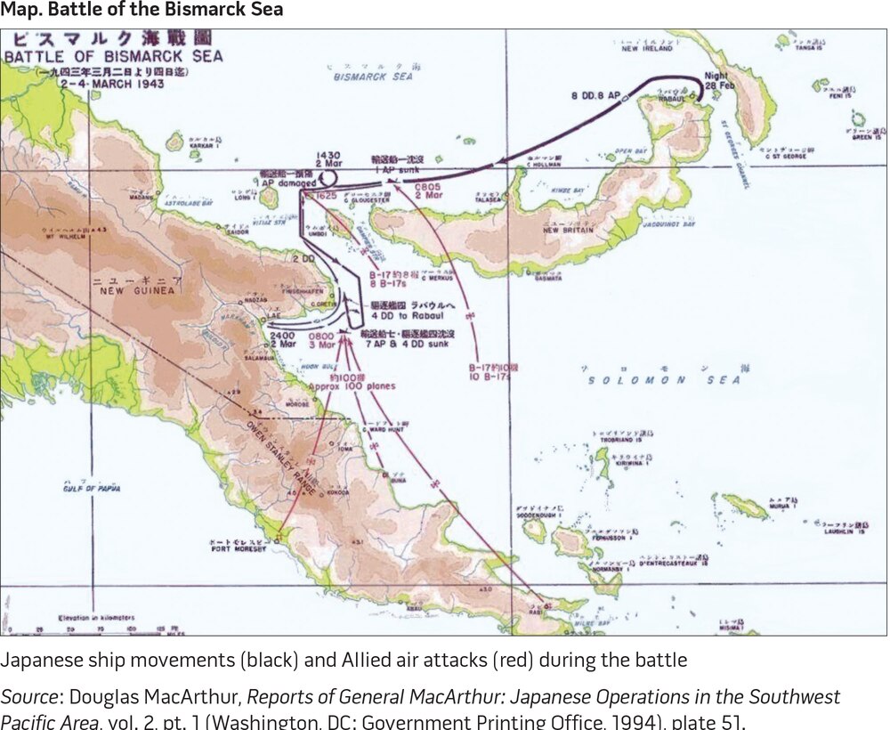 Map. Battle of the Bismarck Sea
