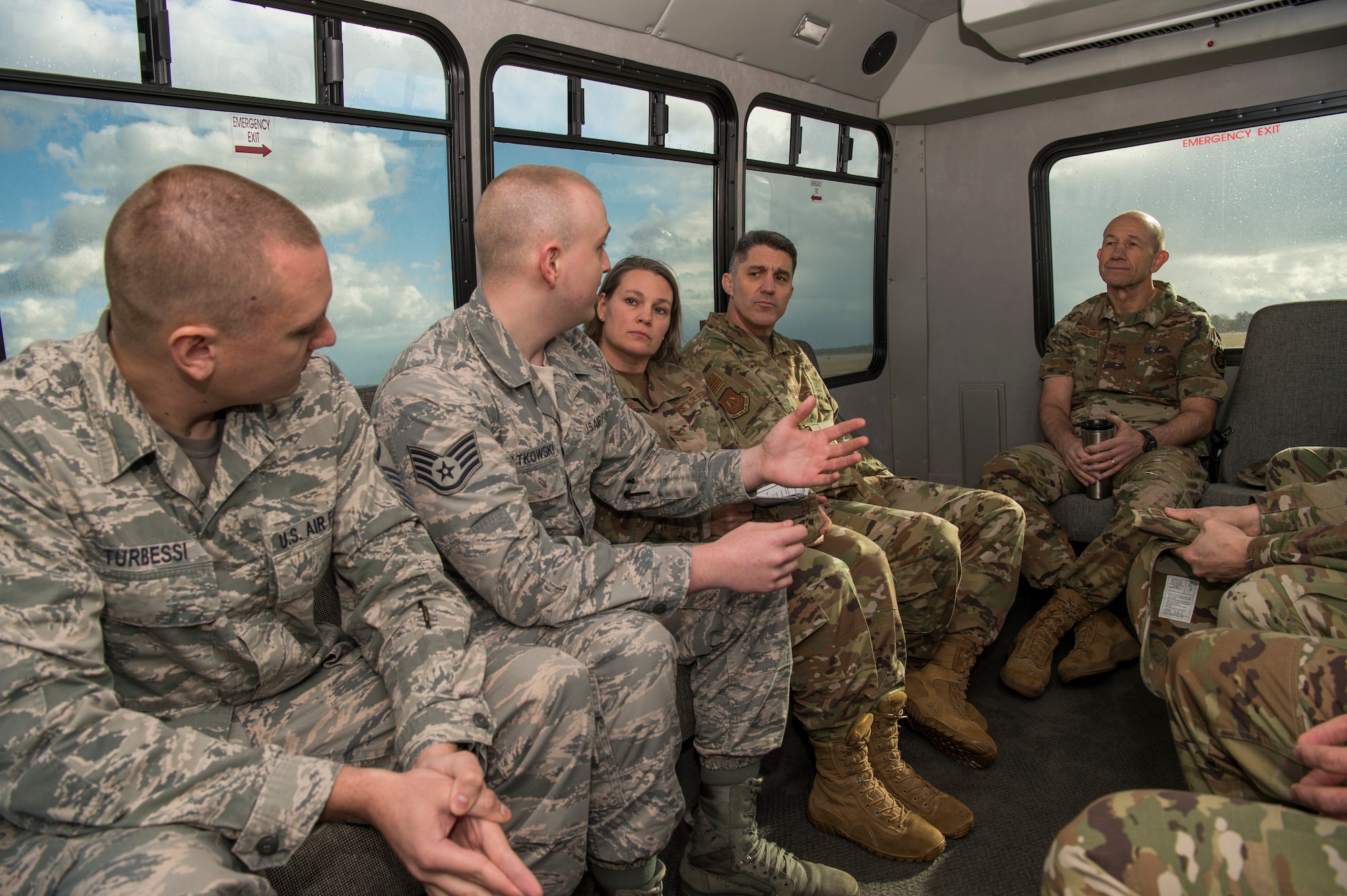 U.S. Air Force Airmen from 633rd Communications Squadron brief Gen. Mike Holmes, the commander of Air Combat Command, at Joint Base Langley-Eustis, Virginia, Feb. 7, 2020.