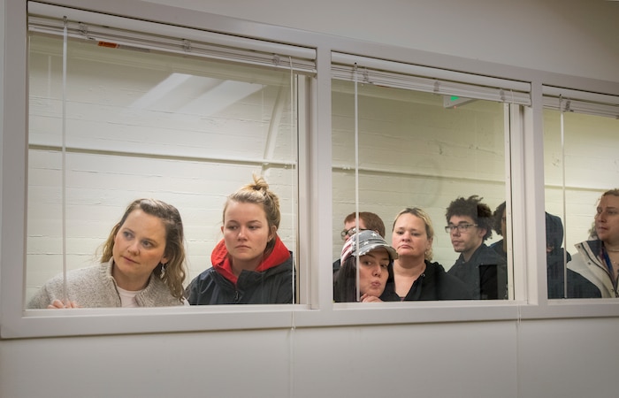 Members of the Puget Sound Naval Shipyard & Intermediate Maintenance Facility Women in Trades group participate in a field trip to the Calibration Lab.