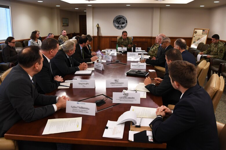 Maj. Gen. John E. Shaw, Combined Force Space Component Commander, U.S. Space Command, and Commander, Space Operations Command, U.S. Space Force, spoke with executives from commercial companies about past and future opportunities during a Commercial Integration Cell executive session at Headquarters Space Operations Command at Vandenberg AFB, Feb. 4, 2020. During the session Shaw and the executives discussed CIC collaboration, to include planning for contingencies, identifying operational requirements through exercises and war games, mutually beneficial exchanges of information, and enhancing connectivity between military and commercial space operations centers.