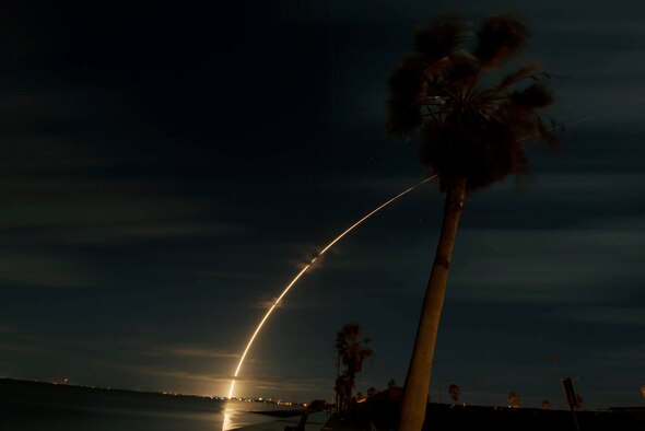 United Launch Alliance's Atlas V rocket carries the Solar Orbiter into space as it launches on Feb. 9, 2020, at Cape Canaveral Air Force Station, Fla. The Solar Orbiter is a Sun-observing satellite which is intended to perform measurements of the inner heliosphere and perform close observations of the polar regions of the Sun. (U.S. Air Force photo by Airman 1st Class Zoe Thacker)