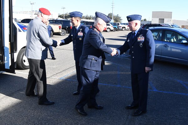 Photo of German delegation being greeted at Vandenberg