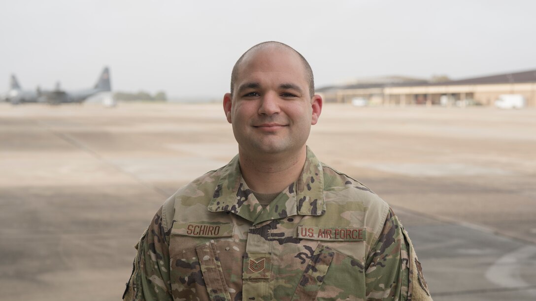 Tech. Sgt. Nicholas Schiro, 403rd aircraft fuel systems craftsman, poses for a photo Feb. 10 at Keesler Air Force Base, Miss. Schiro was the wing’s civilian category II of the 4th quarter recipient. (U.S. Air Force photo by Tech. Sgt. Christopher Carranza)