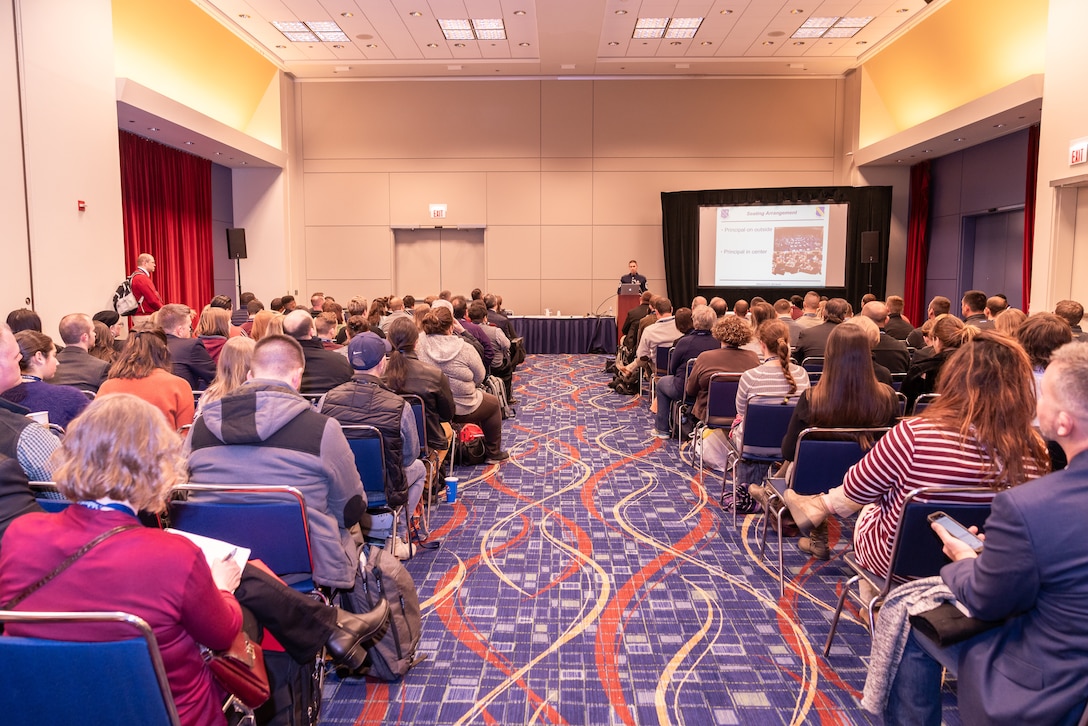 Senior Master Sgt. Blake Arrington leads a training session about clarinet techniques at The Midwest Clinic in Chicago, Illinois, on Dec. 18, 2019. The Midwest Clinic International Band, Orchestra and Music Conference brings together musicians, educators and people passionate about music education of all skill levels in Chicago each year for the largest music conference of its kind. (U.S. Air Force Photo by Master Sgt. Josh Kowalsky)