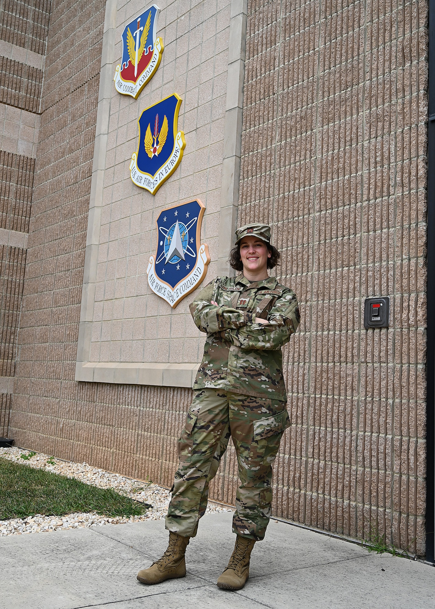 U.S. Air Force Capt. Danyelle Long-Hyland, a fusion analyst assigned to the 175th Cyberspace Operations Squadron, Maryland Air National Guard, poses for a photo October 6, 2019 at Martin State Airport, Middle River, Md. The 175th COS is assigned to a National Mission Team, which is a geographically aligned cyber team of operators and analysts that gather critical information to target enemies.