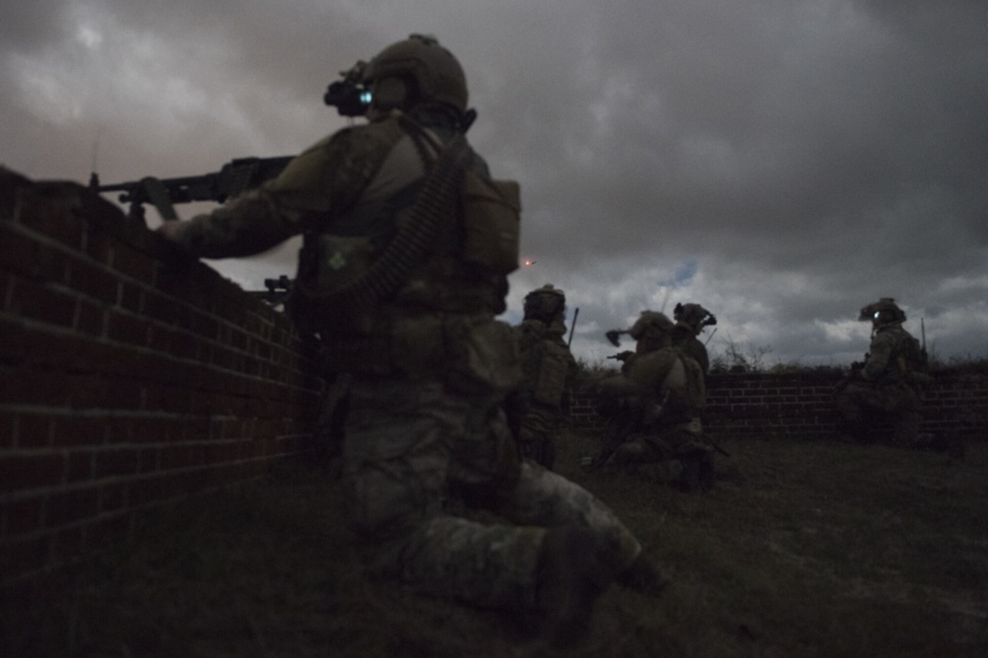 U.S. Air Force Special Tactics operators participate in Southern Strike 2020, in Fort Morgan, Ala., Feb. 6, 2020. Southern Strike is a large-scale, joint and international combat exercise, which features counter insurgency, close air-support, en-route casualty care, non-combatant evacuation and maritime special operations.