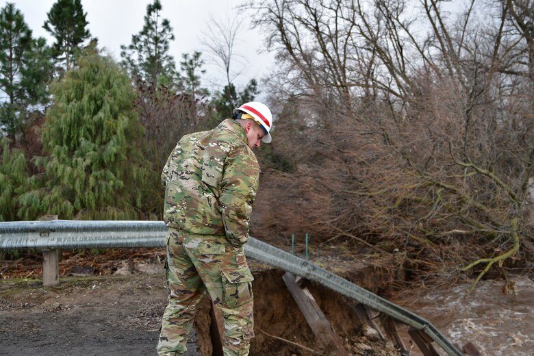 Lt. Col. Christian Dietz, Commander of the Walla Walla District Corps of Engineers examines Wallula Bridge off Old Hwy 12 in Walla Walla.