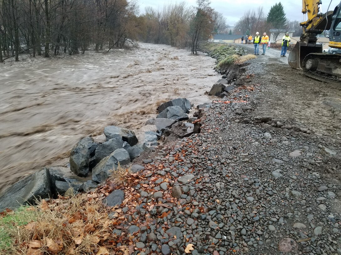 Walla Walla District Corps of Engineers floodfighting efforts in Milton Freewater on Friday Feb. 7.