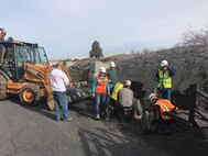 Sandbag operations for Russell Creek Diffuser on Sunday, Feb. 9.
