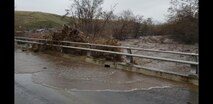 Water splashing up on a bridge in Milton Freewater on Feb. 7.