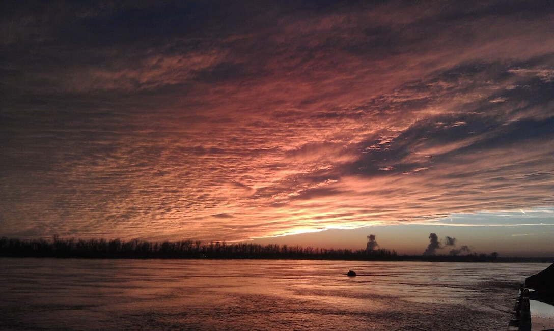 The evening sky at Olmsted Locks and Dam