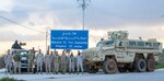 Jordan Armed Forces-Arab Army (JAF) soldiers with Military Engagement Team-Jordan, 158th Maneuver Enhancement Brigade, Arizona Army National Guard, during a Mine Resistant Ambush Protected Wheeled Armored Vehicle Subject Matter Expert Exchange at a base outside Amman, Jordan, in January. The U.S. military has a longstanding relationship with Jordan to support mutual objectives by providing military assistance to the JAF consistent with U.S. national interests.