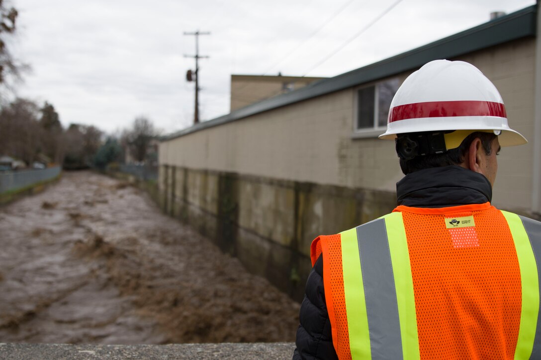 Prakash Kaini, Civil Engineer for the Walla Walla Corps of Engineers overseeing the Mill Creek Channel on South Clinton St. in Walla Walla.