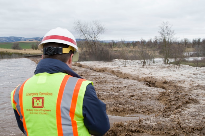 Alex Hammond, Dam and Levee Safety Manager for the Walla Walla Corps of Engineers, overlooks the Mill Creek Channel.