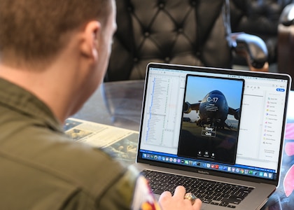 Capt. Christian Brechbuhl, an assistant flight commander assigned to the 16th Airlift Squadron, working on an application he developed to help aircrews study for annual certifications at Joint Base Charleston, S.C., Feb. 7, 2020.  The application was cost-effectively developed by Airmen from multiple bases who volunteered their time to write the code. It centralized necessary study material for aircrew members’ annual certification material and is currently being utilized by three mobility airframes throughout Mobility Air Forces.