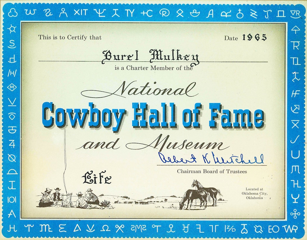 Burel Mulkey Cowboy Hall of Fame 1965