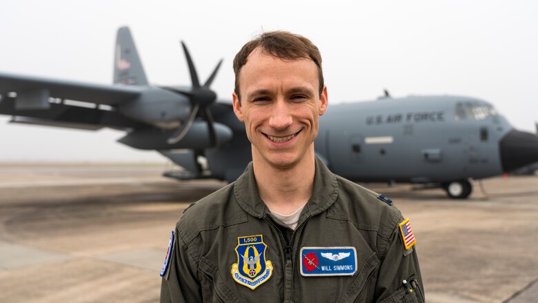 Capt. Will Simmons, 53rd Weather Reconnaissance Squadron current operations officer, poses for a photo on the flightline Feb. 12 at Keesler Air Force Base, Miss. Simmons was the wing’s company grade officer of the 4th quarter recipient. (U.S. Air Force photo by Tech. Sgt. Christopher Carranza)