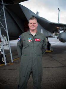 Col. Todd Hofford, 142nd Fighter Wing vice commander and newly reinstated F-15 Eagle pilot, Feb. 6, 2020, Portland Air National Guard Base, Ore. Hofford recently completed a nearly three-year process of obtaining a waiver to pilot a high G aircraft with a prosthetic disc in his neck, making him the first in the world to do so.