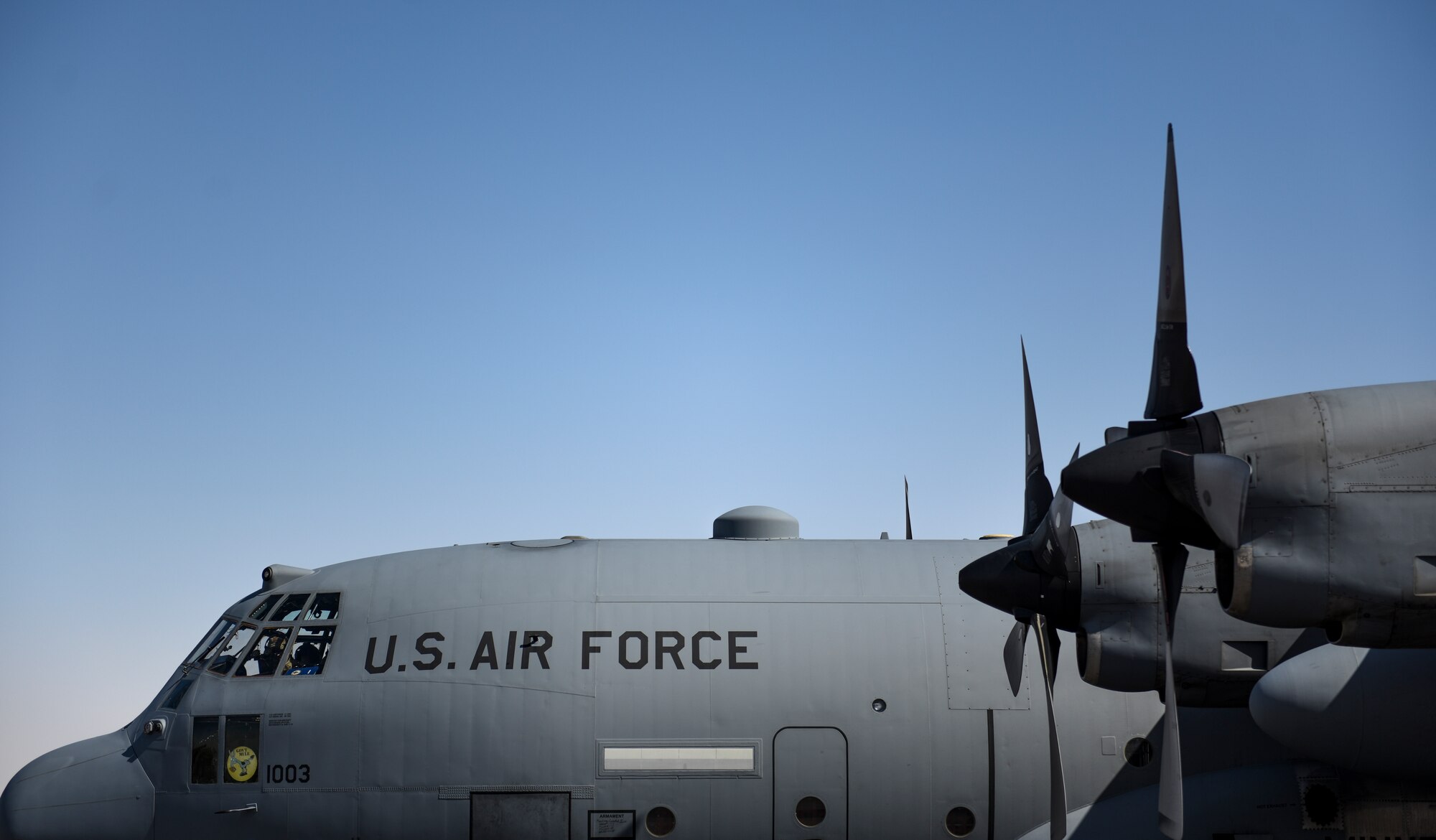 An Airplane sits on the flightline.