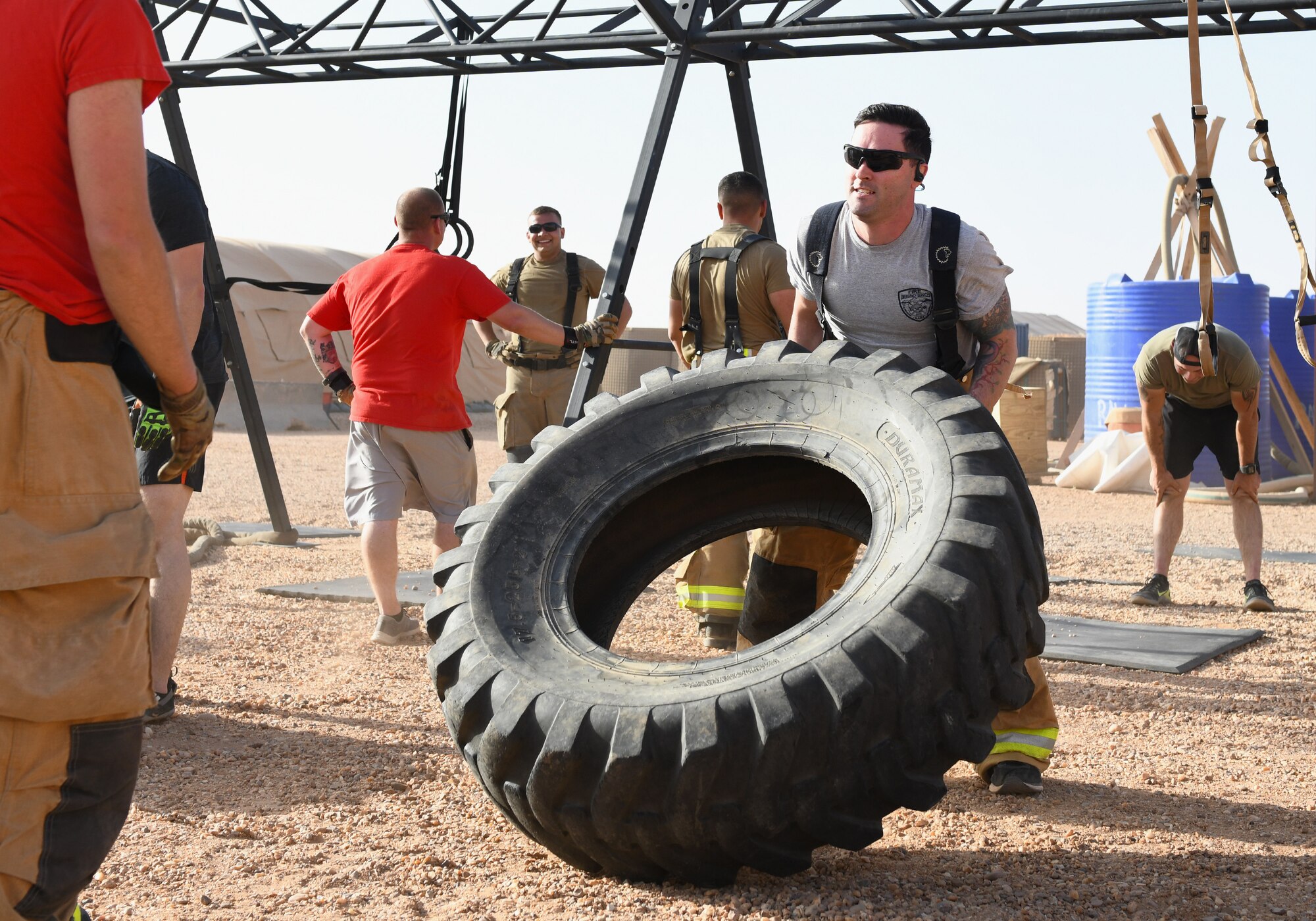 Photo of Airmen working out.