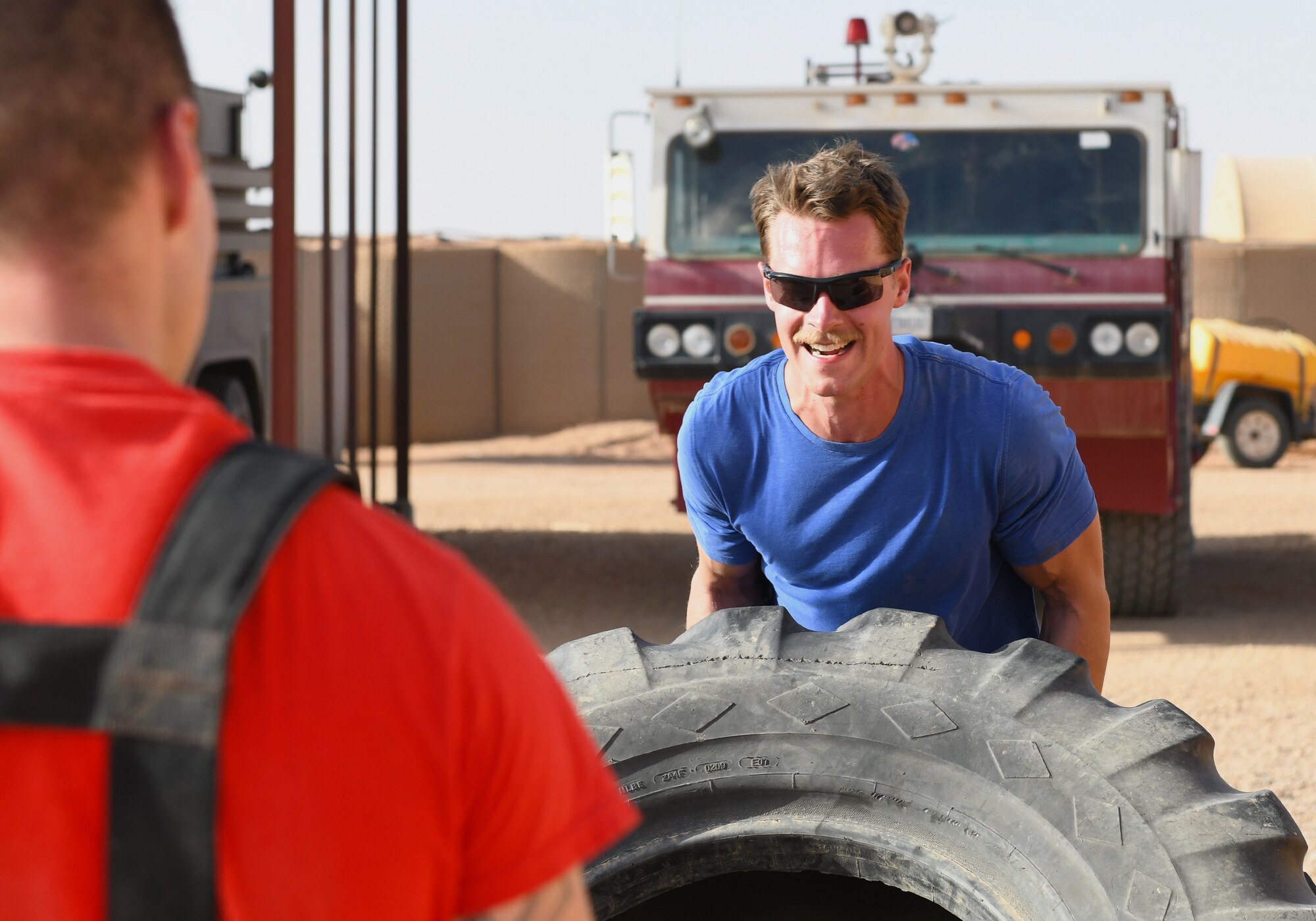 Photo of Airmen working out.