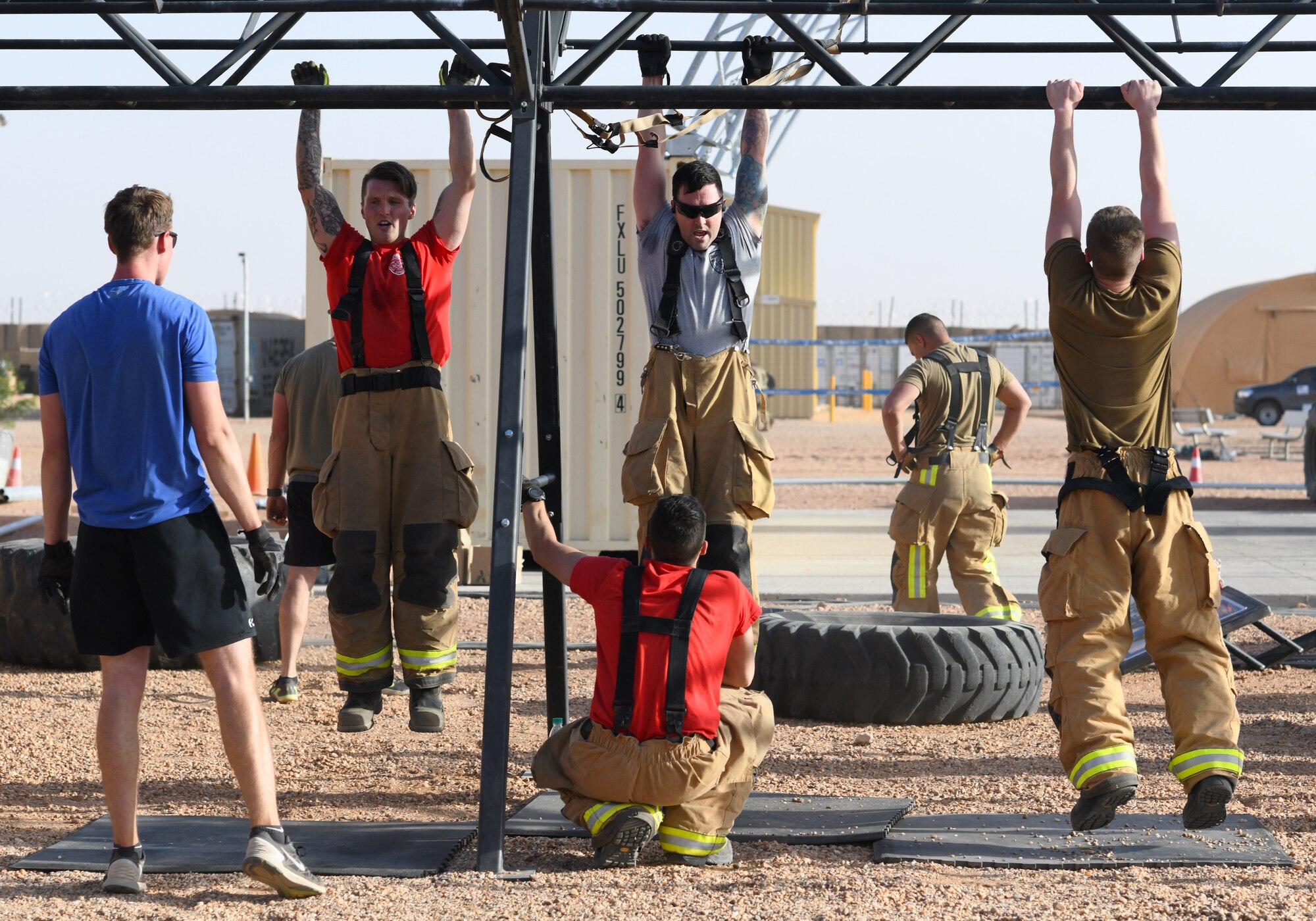 Photo of Airmen working out.