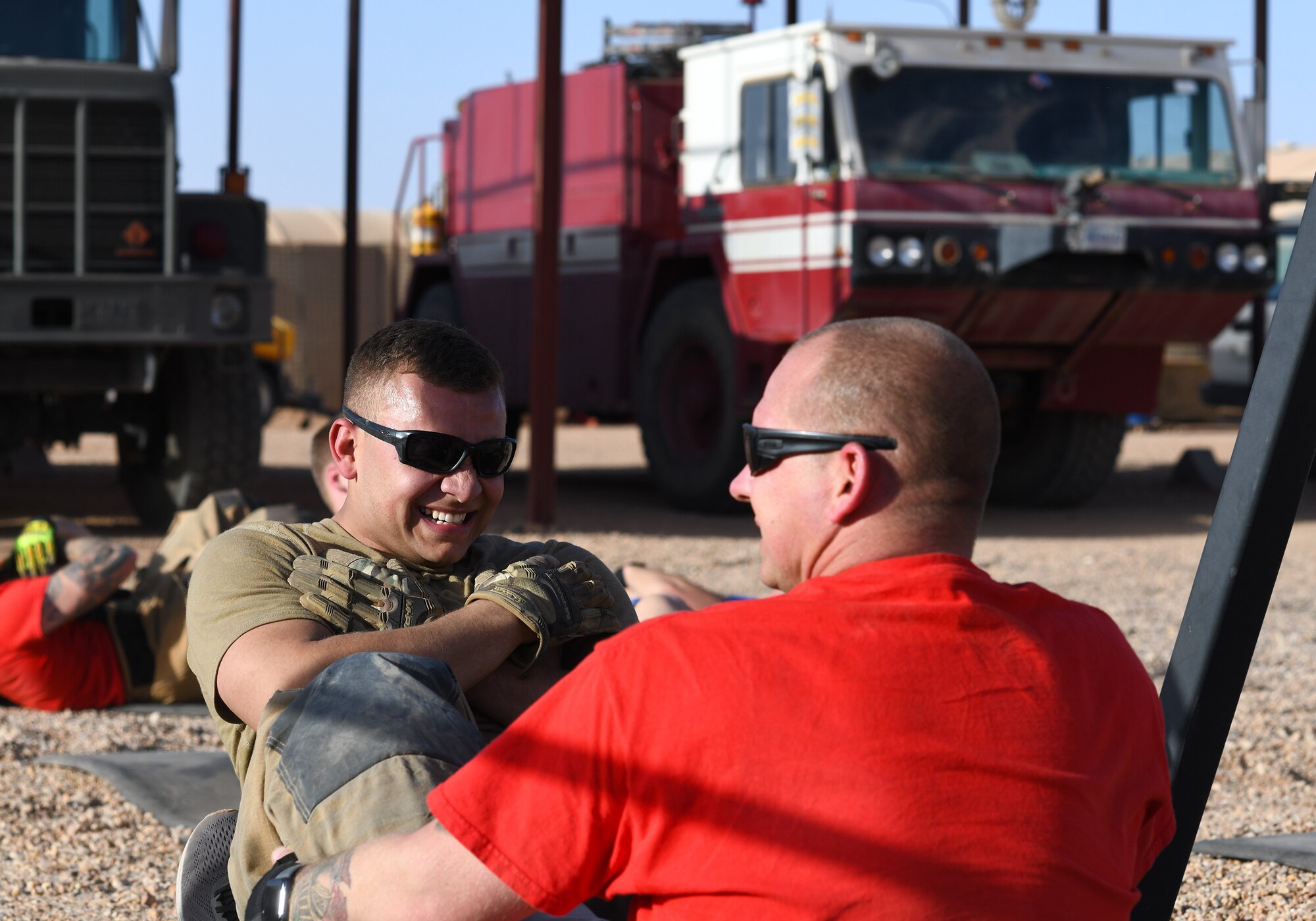 Photo of Airmen working out.