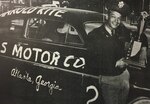 Capt. Harold Kite of the Georgia Army National Guard poses with his 1949 Lincoln and victory trophy from the 1950 Daytona stock car race. Kite, who commanded the Atlanta-based 201st Ordnance Medium Maintenance Company, won the race with a record time of 2 hours, 26 minutes, 30 seconds.