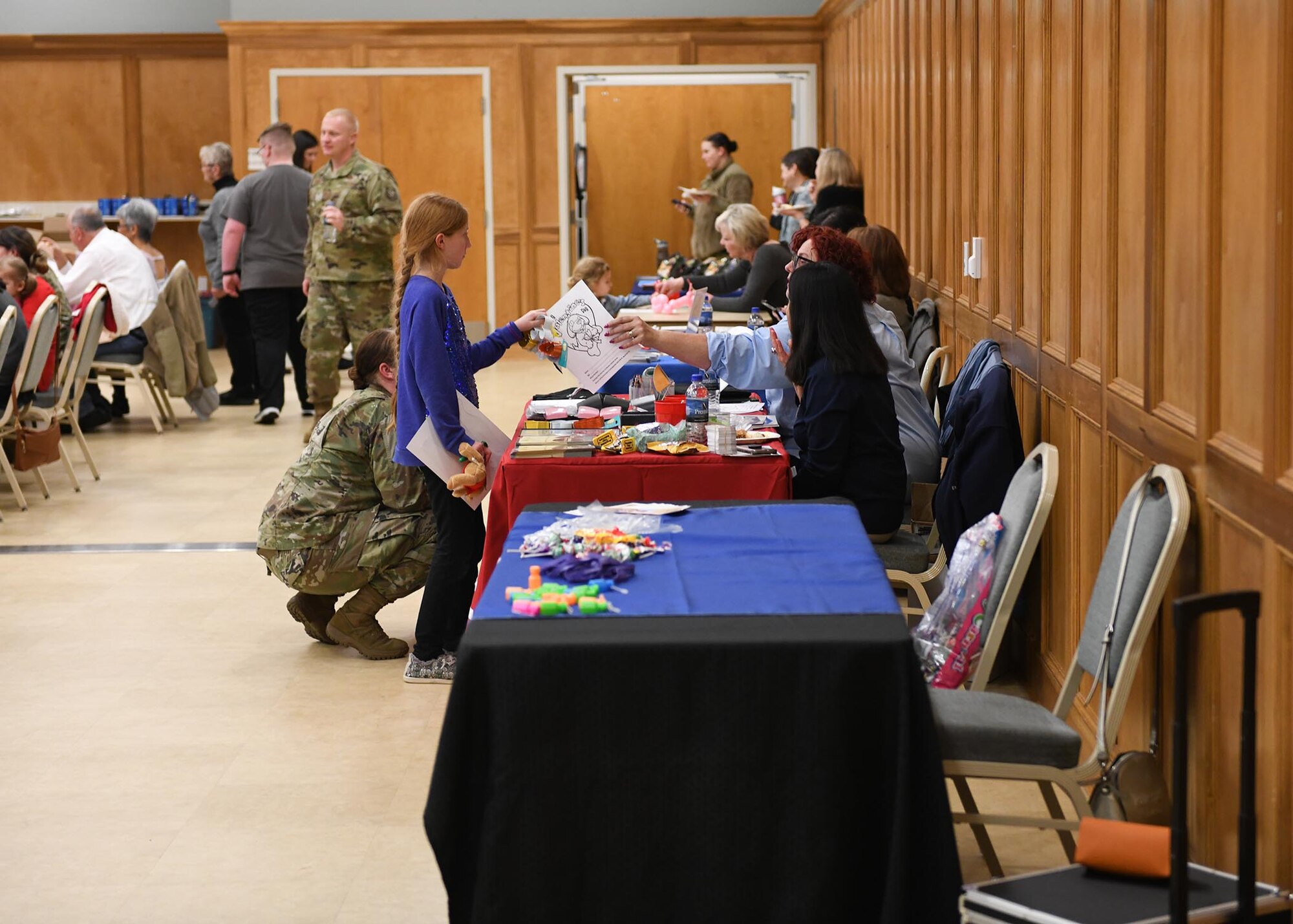 Airmen come together for a deployed family dinner social event