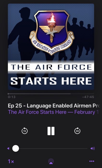 "The Air Force Starts Here" podcast on Spotify and Google Play, along with Apple Podcasts. The AETC professional development podcasts focus on topics surrounding the recruiting, training and education world with impact to the U..S. Air Force.