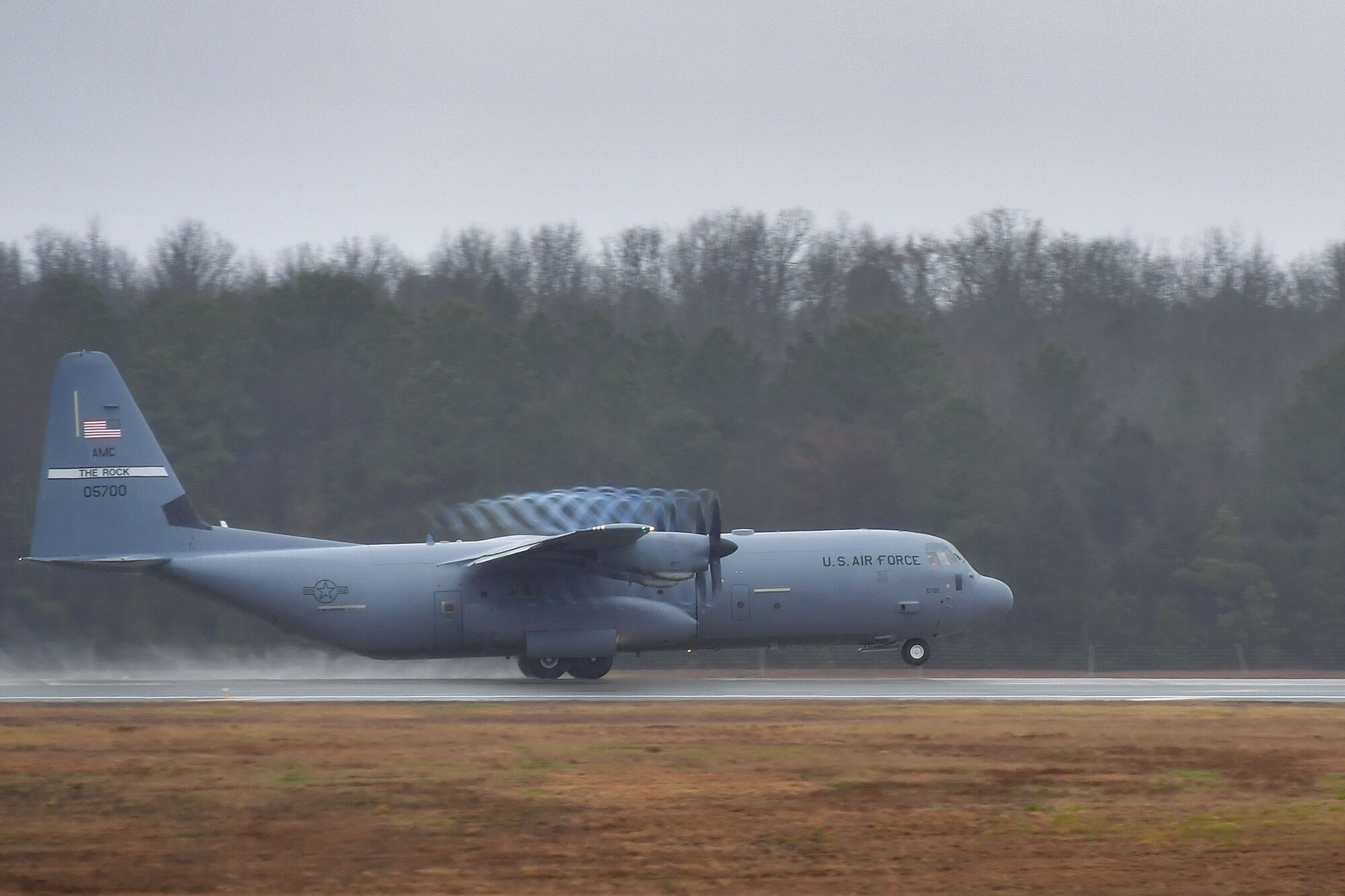 A C-130J Super Hercules from the 61st Airlift Squadron departs from Little Rock Air Force Base, Arkansas, for a capstone exercise taking place in the Indo-Pacific Command’s area of responsibility.