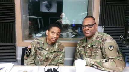 Col. Wheeler Manning, commander, 403rd Army Field Support Brigade, poses with Chaplain (Maj.) Carl Brown, U.S. Army Garrison-Daegu deputy garrison chaplain.