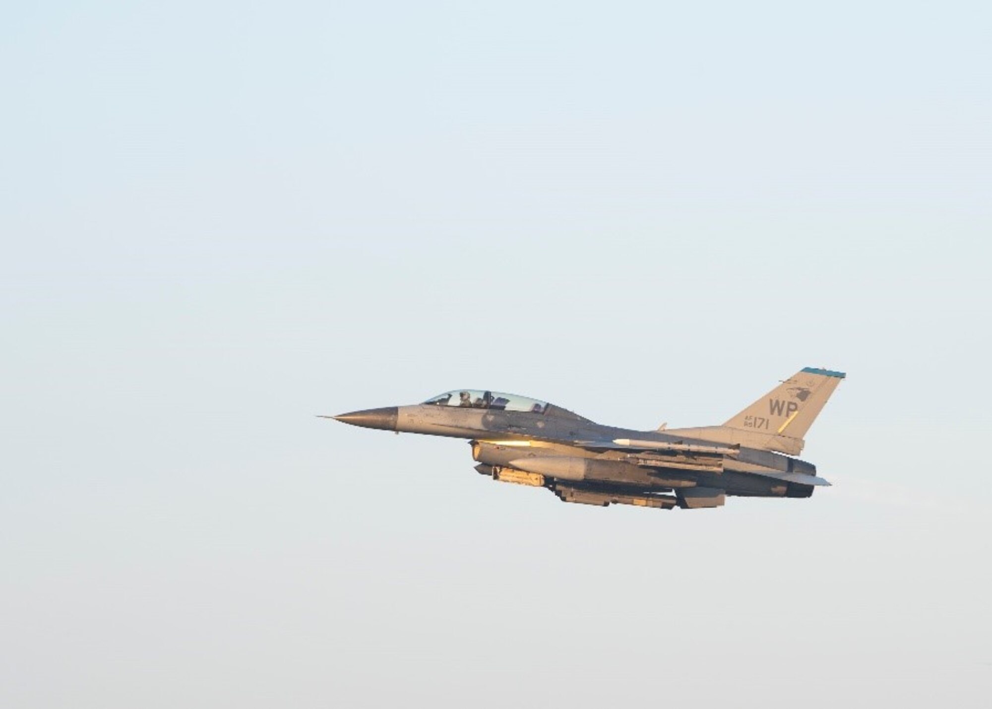 A U.S. Air Force F-16 Fighting Falcon assigned to the 35th Fighter Squadron takes-off during a routine training at Kunsan Air Base, Republic of Korea, Feb. 11, 2020. The 35th FS “Pantons” conducted this routine training to maintain proficiency of flying operations. (U.S. Air Force photo by Senior Airman Jessica Blair)