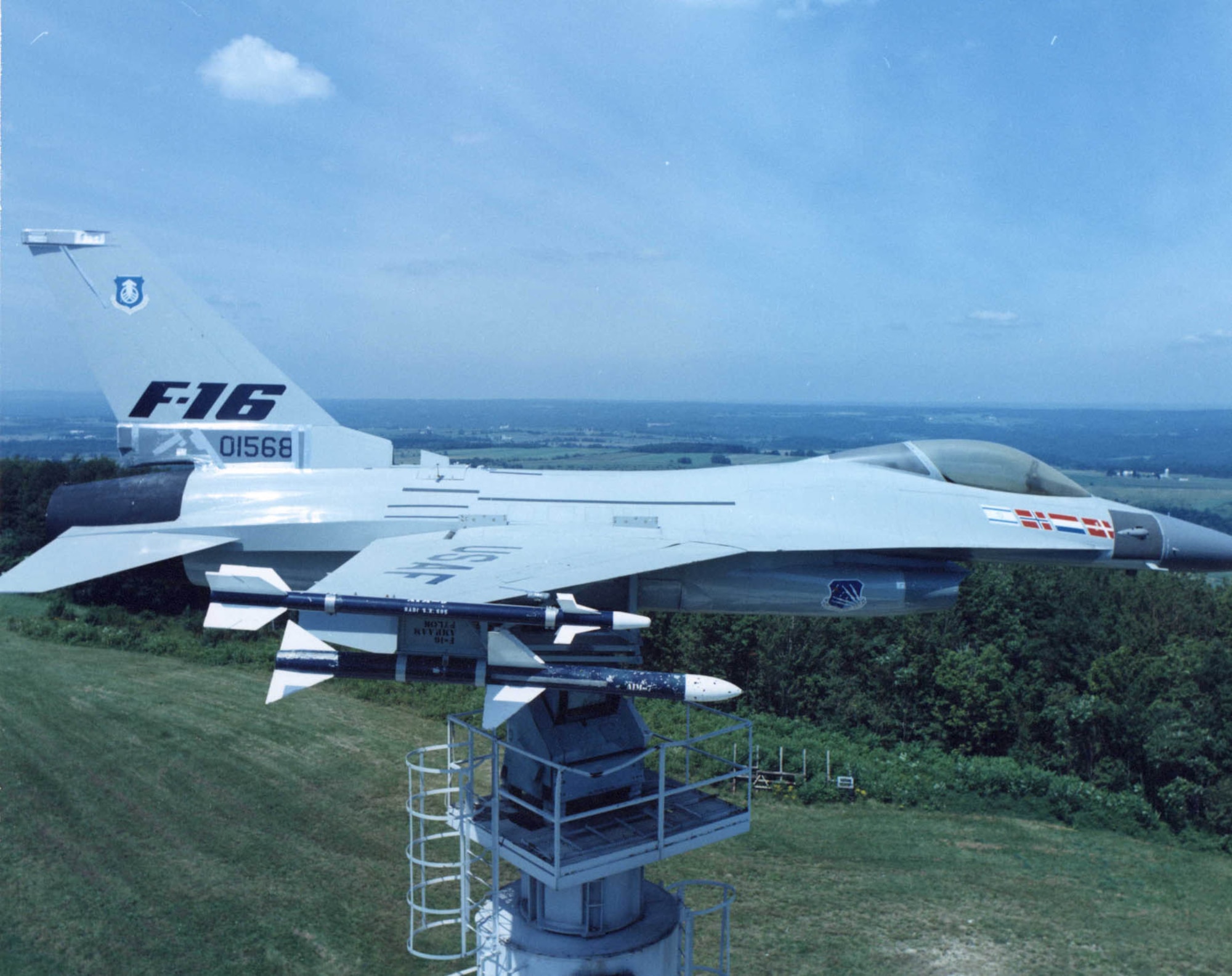 The YF-16 mounted on the test tower at the Newport Research Facility Circa 1987. (Courtesy photo)