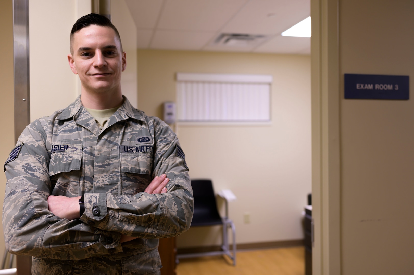 Staff Sgt. Timothy Frasier, public health manager of Alpena Combat Readiness Training Center, at the Alpena CRTC clinic in Michigan Jan. 24, 2020, during Northern Strike 20-2. Alpena, Mich.