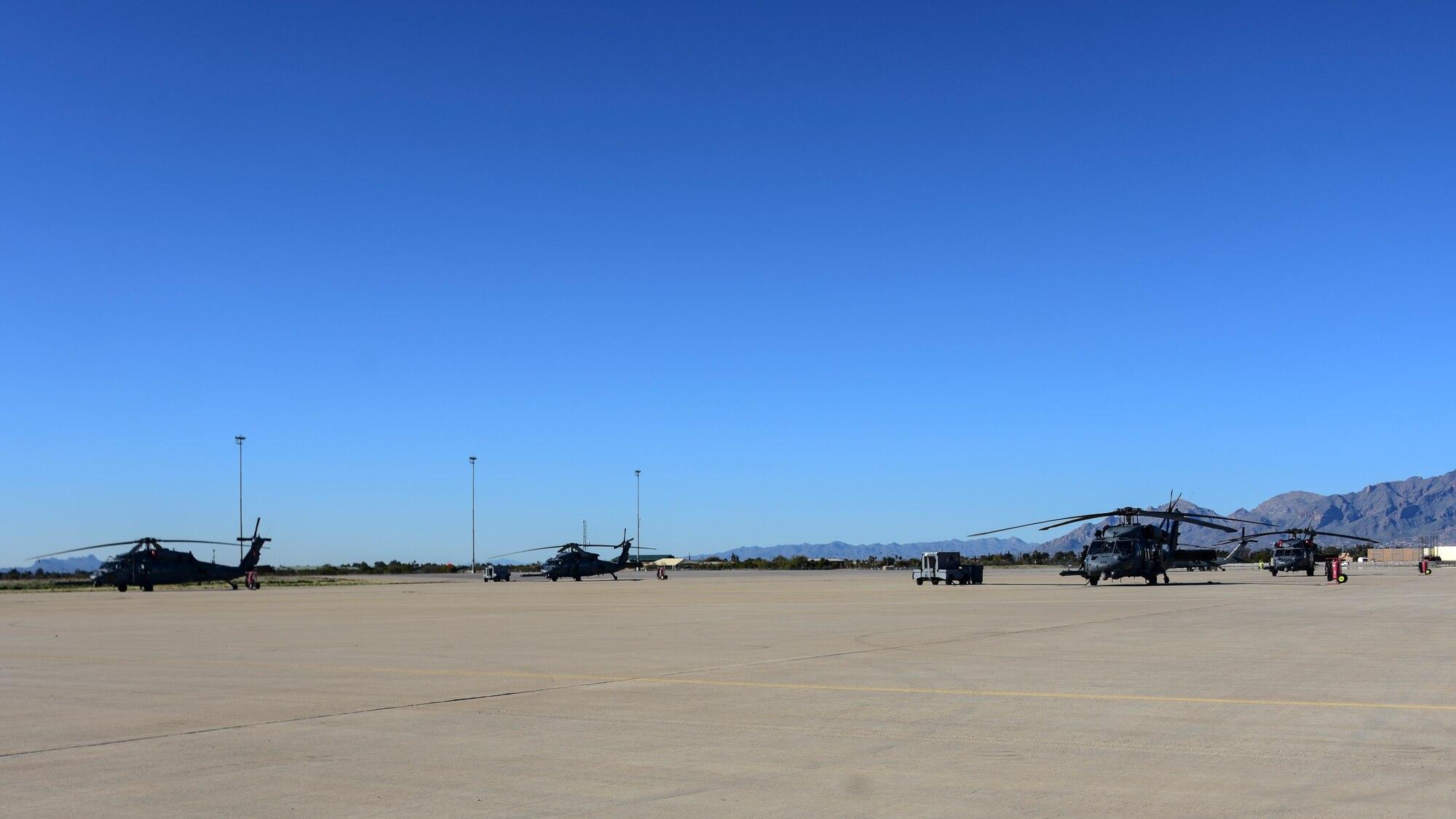 HH-60 sits on flight line at DM