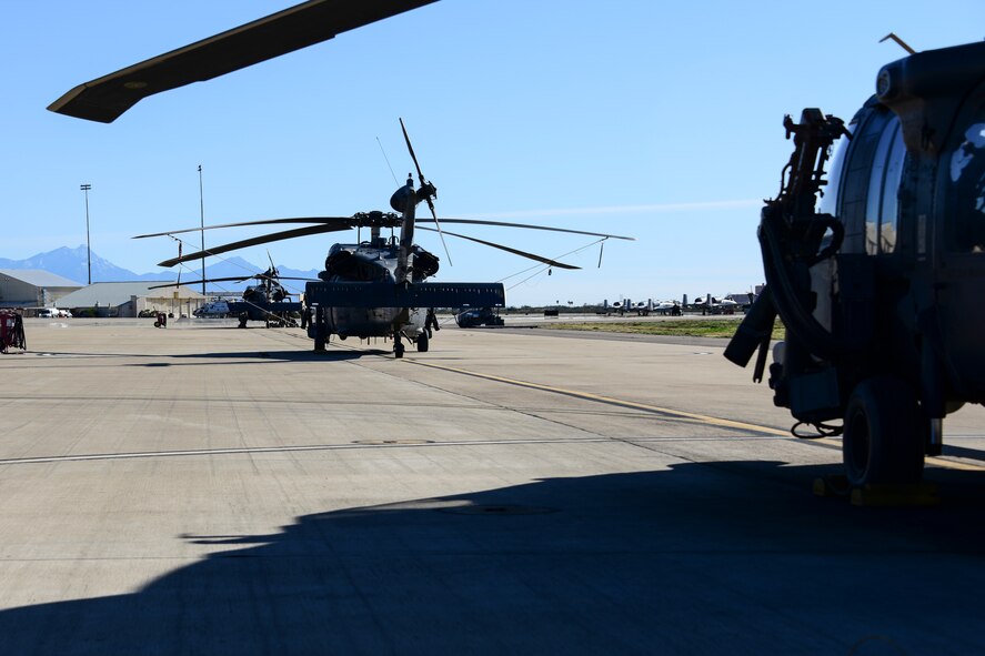 HH-60 sits on flight line at DM
