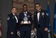 Senior Airman Ebony Satterfield, Airman Leadership School graduate, accepts the commandant leadership award during the graduation of ALS class 20-2, February 13, 2020, on Holloman Air Force Base, N.M. The commandant leadership award is selected by the ALS commandant, and is presented to the student who demonstrates the characteristics of an effective leader. (U.S. Air Force photo by Airman 1st Class Kristin Weathersby).