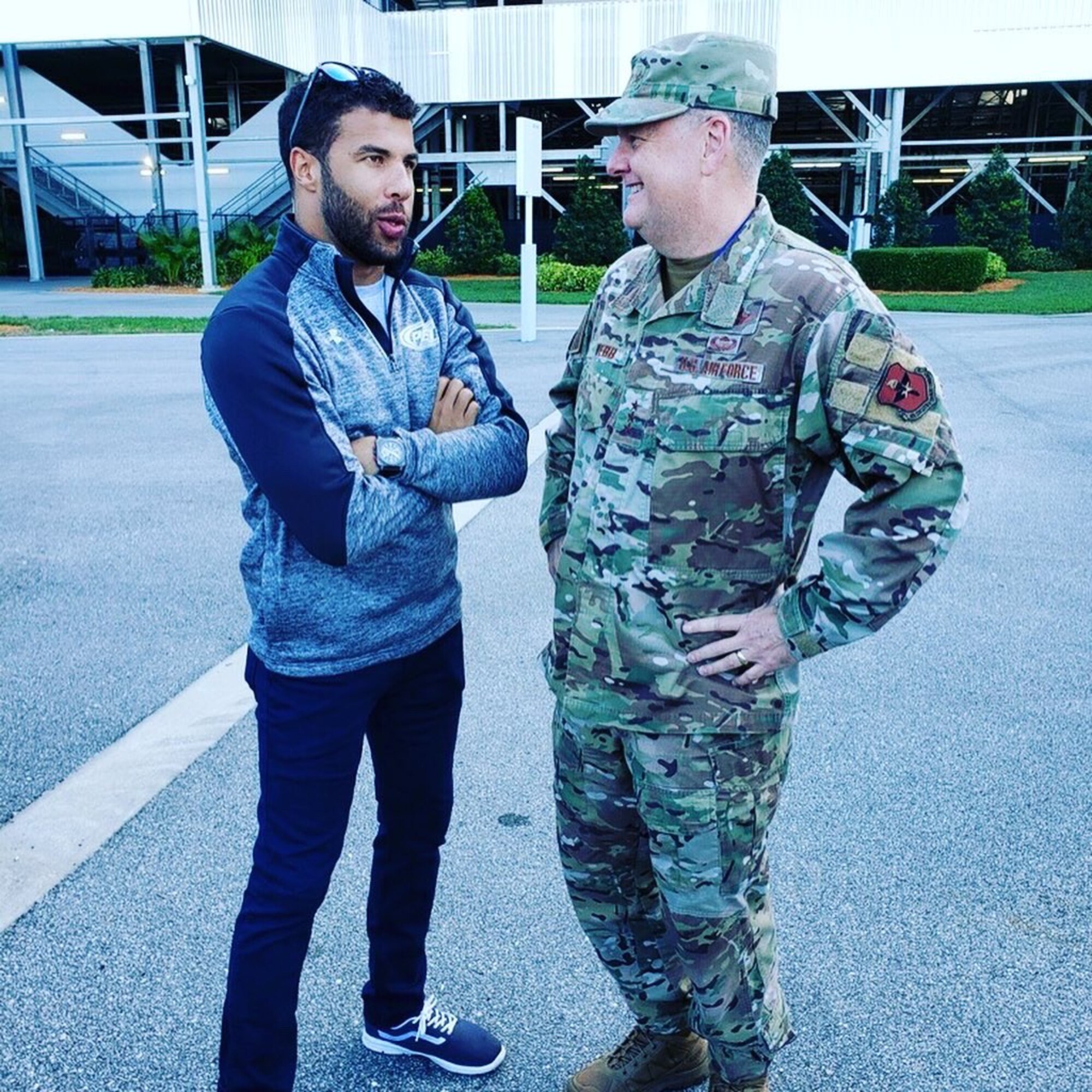 Lt Gen Webb talking to Bubba Wallace.