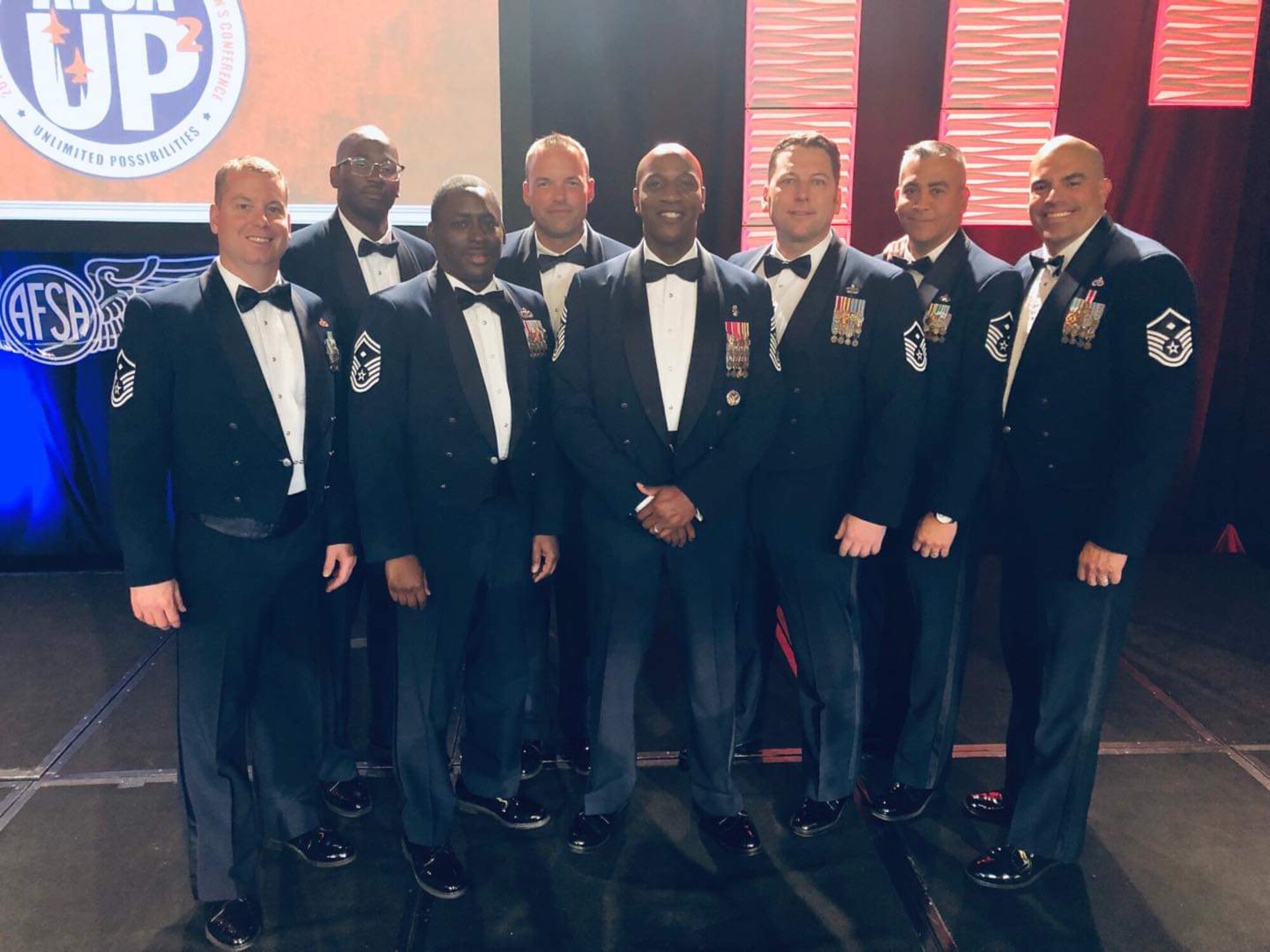 Photo of Chief Master Sergeant of the Air Force Kaleth O. Wright with a group of first sergeants