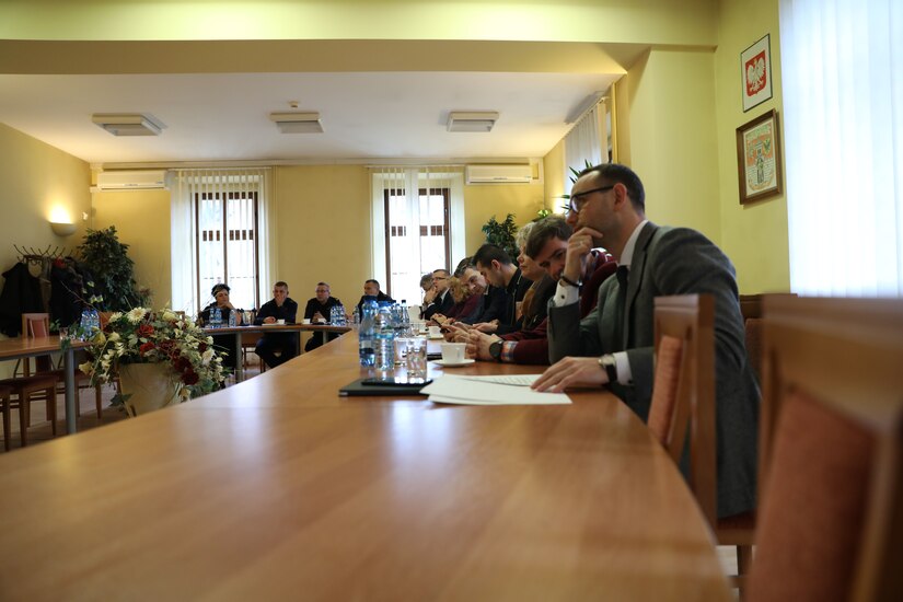 418th Civil Affairs Soldiers meet with local leaders in Zagan, Poland