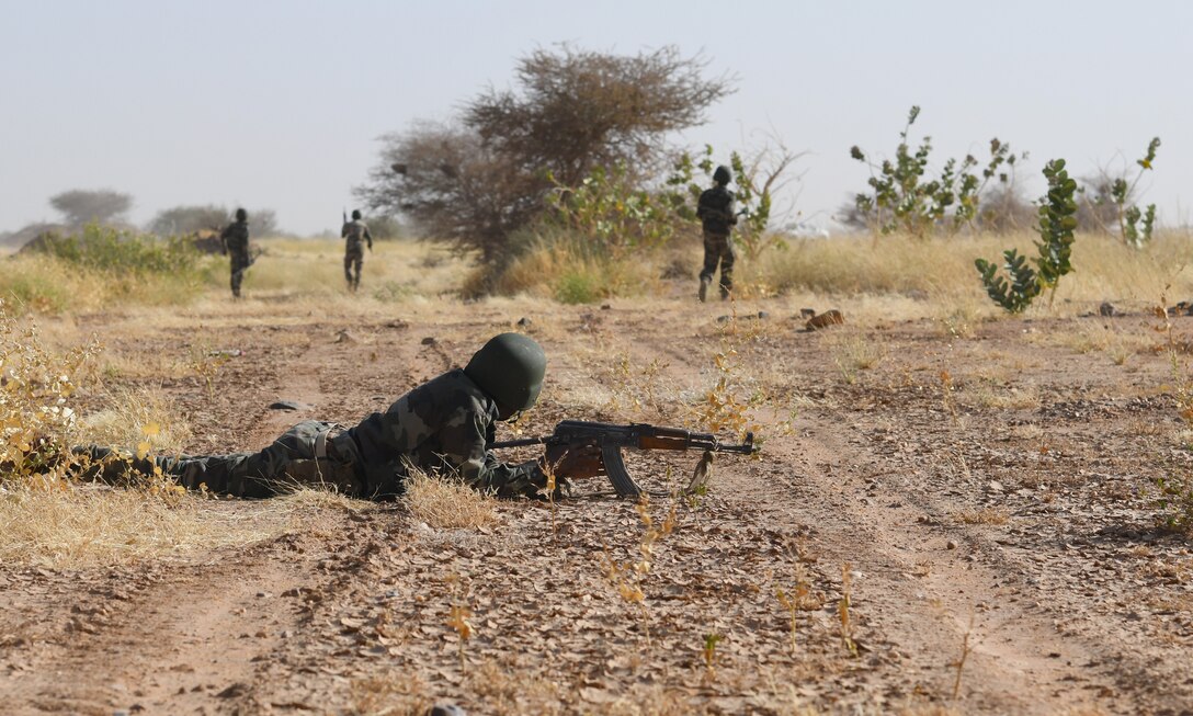 Photo of Niger Armed Forces personnel participating in a small unit tactics and operations course.