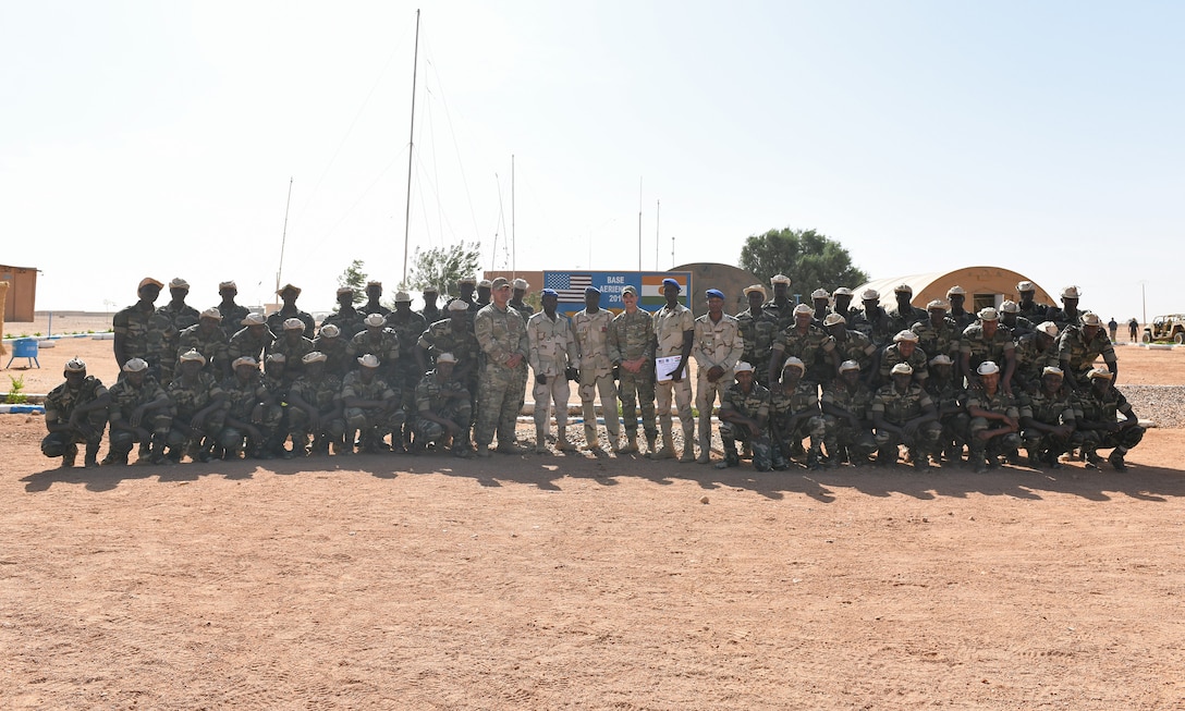 Photo of Niger Armed Forces personnel graduating from a small unit tactics and operations course.