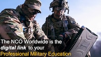NCO Worldwide is your digital Link - image of soldiers looking at a laptop
