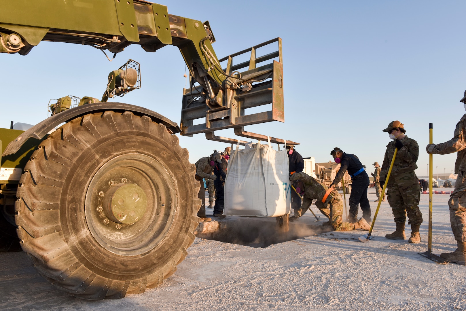 Airmen with the 379th Expeditionary Civil Engineering Squadron participated in Rapid Airfield Damage Recovery training at Al Udeid Air Base, Qatar from Feb. 10-12, 2020. The RADR training, conducted by a mobile team from the 435th Construction and Training Squadron at Ramstein Air Base, Germany, covers the steps necessary to rapidly repair runways and runway support structures to recover and resume operations on an airfield after an attack.