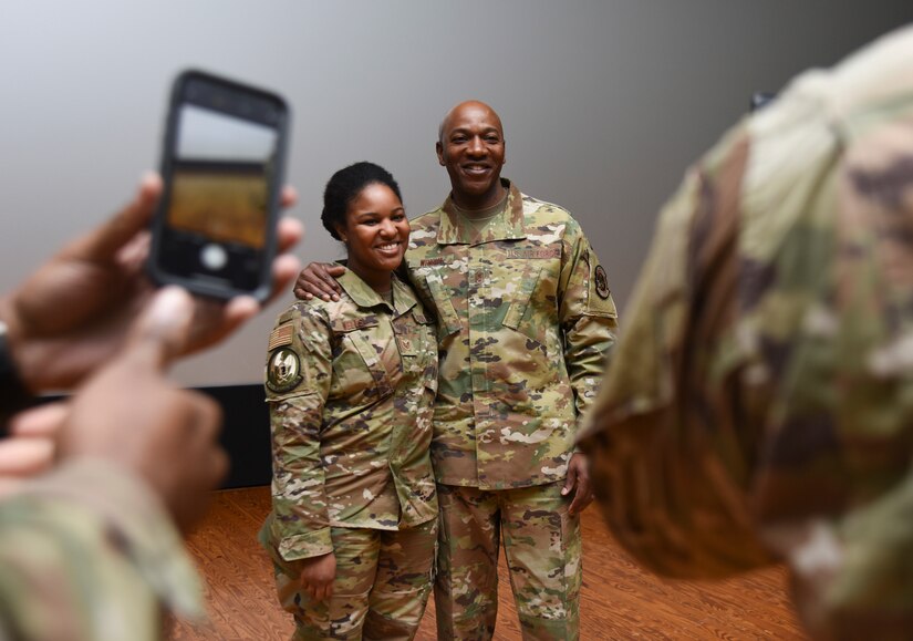 Chief Wright poses with an Airman