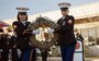 Sgt. Alejandra Cabrera, left, and Sgt. Mariela Quiles, both administrative specialists from Headquarters and Support Battalion, Marine Corps Installations-West, carry the wreath at the 75th Commemoration of the Battle of Iwo Jima ceremony at Marine Corps Base Camp Pendleton, California, Feb. 15.