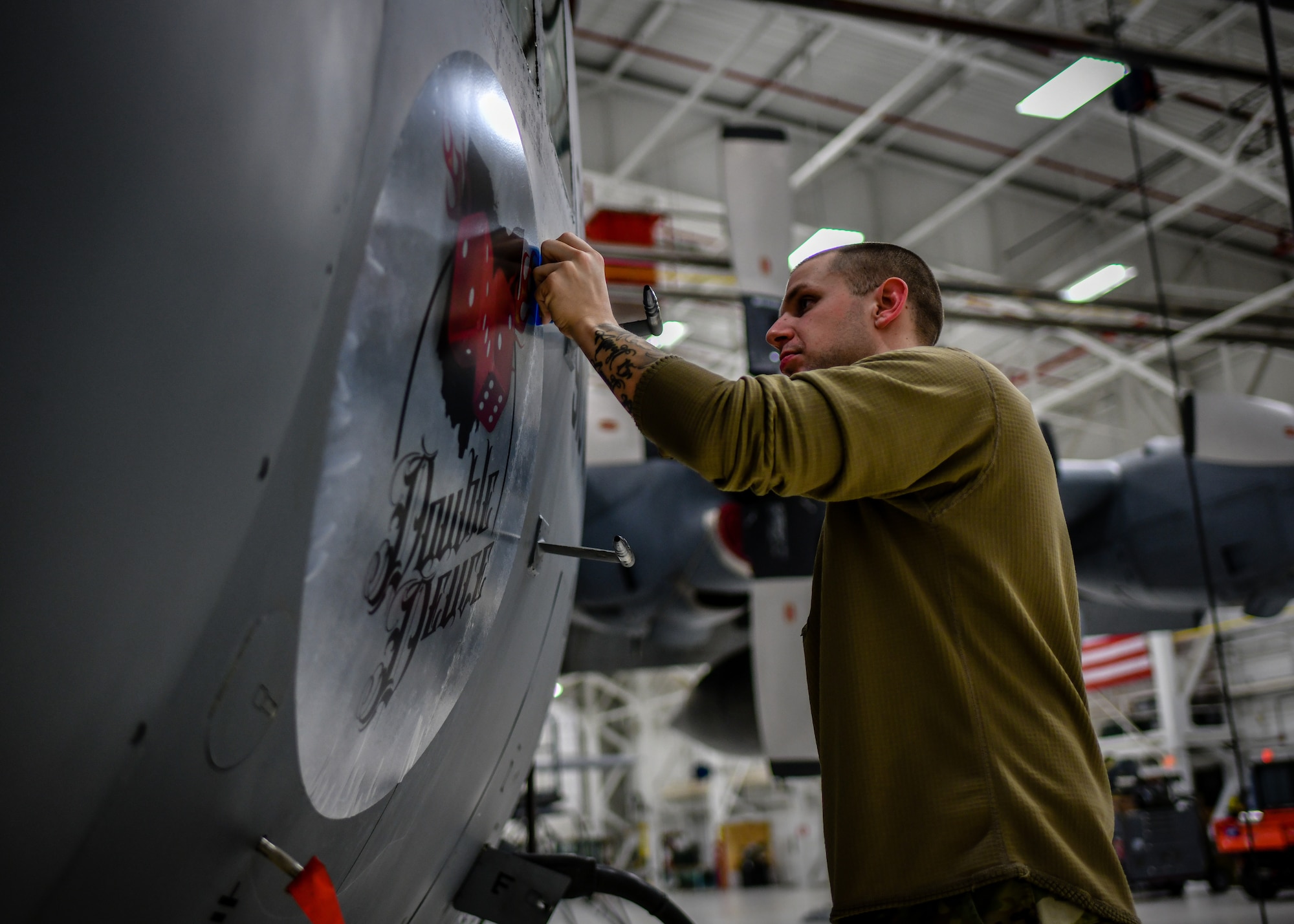 A 910th Airlift Wing C-130H Hercules aircraft received new nose art Feb. 4, 2020.
