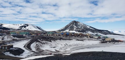 McMurdo Station, Antarctica, shown Nov. 8, 2019, does not have a military mission, but the National Science Foundation receives airlift support from the 109th Airlift Wing at Stratton Air National Guard Base, New York. Master Sgt. Justin Rogers, New Jersey National Guard, backfilled as the 109th safety manager at McMurdo Station.