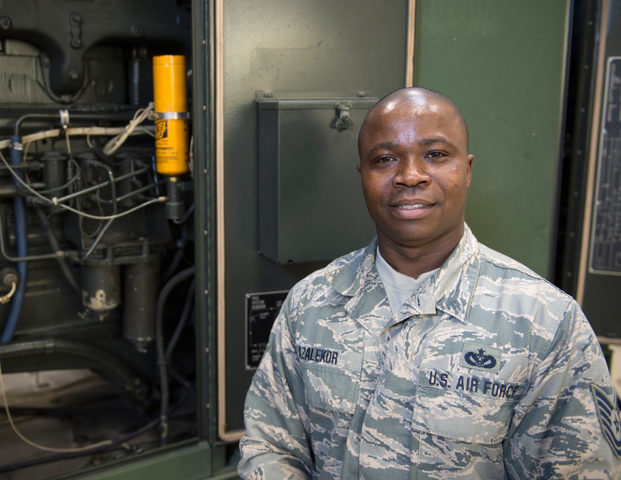 U.S. Air Force Tech. Sgt. Kokou Azalekor, an electrical power production technician with the 133rd Civil Engineer Squadron, poses for a photograph in St. Paul, Minn., Feb. 12, 2020.